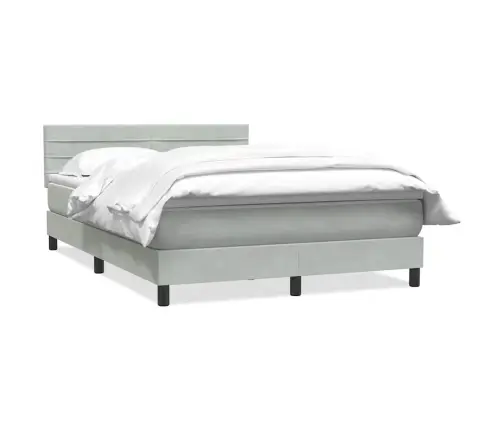 Atsperu Gulta Ar Matraci, Gaiši Pelēka Samts, 160X210 Cm Vidaxl