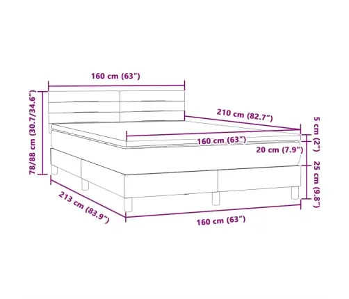Kontinentaalvoodi Madratsiga, Tumesinine, 160X210 cm Samet