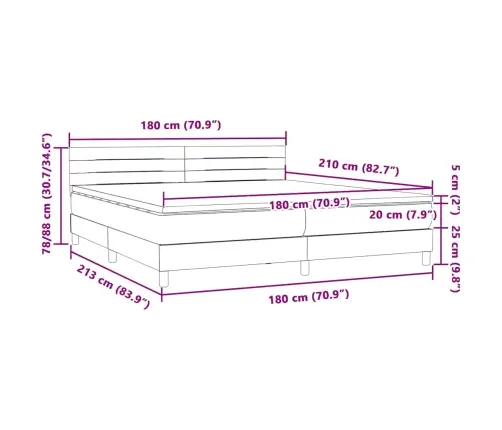 Atsperu Gulta Ar Matraci, Tumši Pelēka Samts, 180X210 Cm Vidaxl