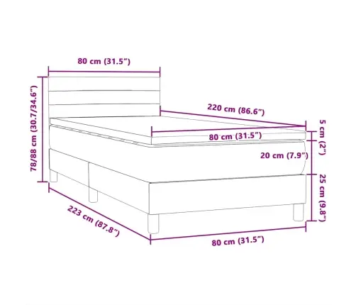 Kontinentaalvoodi Madratsiga, Must, 80X220 cm Samet