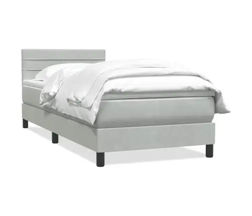 Atsperu Gulta Ar Matraci, Gaiši Pelēka Samts, 90X220 Cm Vidaxl