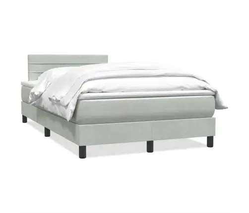 Lova Su Spyruoklėmis Ir Čiužiniu, Pilka, 120X220 cm Aksomas