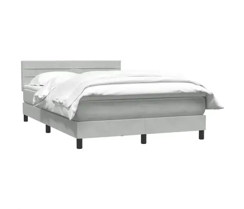 Lova Su Spyruoklėmis Ir Čiužiniu, Pilka, 160X220 cm Aksomas