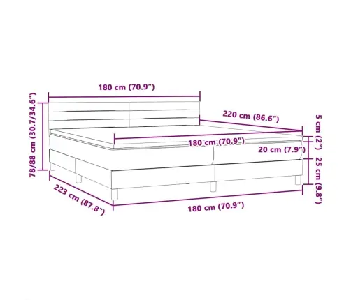 Box Spring Lova Su Čiužiniu Šviesiai Pilka 180X220 Cm Aksomas
