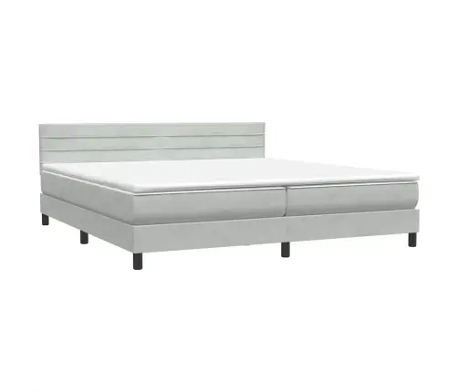 Box Spring Lova Su Čiužiniu Šviesiai Pilka 180X220 Cm Aksomas