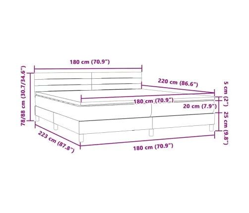 Atsperu Gulta Ar Matraci, Tumši Pelēka Samts, 180X220 Cm Vidaxl