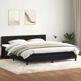 Box Spring Lova Su Čiužiniu Juodas 180X220 Cm Aksomas