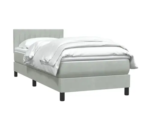 Box Spring Gulta Ar Matraci Gaiši Pelēks 80X210 Cm Velvet Vidaxl