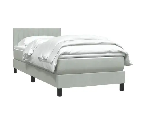 Box Vedruvoodi Madratsiga Helehall 90X210 Cm Samet