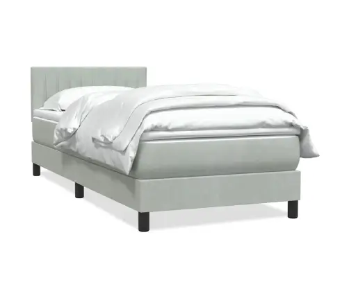 Box Vedruvoodi Madratsiga Helehall 90X210 Cm Samet