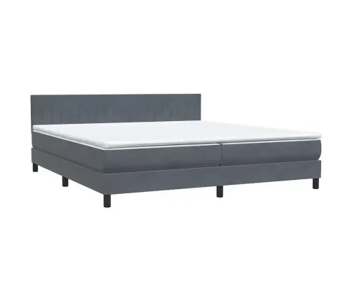 Box Spring Gulta Ar Matrača Tumši Pelēka 200X210 Cm Samts Vidaxl