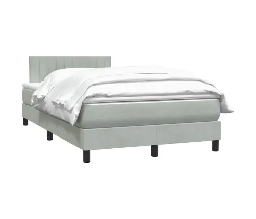 Lova Su Spyruoklėmis Ir Čiužiniu, Pilka, 120X220 cm Aksomas