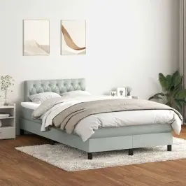 Kontinentaalvoodi Madratsiga, Helehall, 120X210 cm Samet