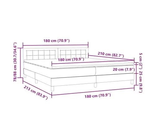 Lova Su Spyruoklėmis Ir Čiužiniu, Pilka, 180X210 cm Aksomas