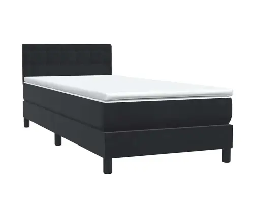 Box Spring Lova Su Čiužiniu Juodas 100X220 Cm Aksomas