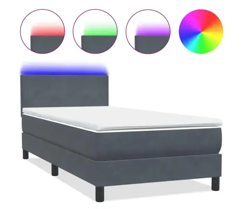 Kontinentaalvoodi Madrats Ja Led Tumehall 80X210 Cm Samet