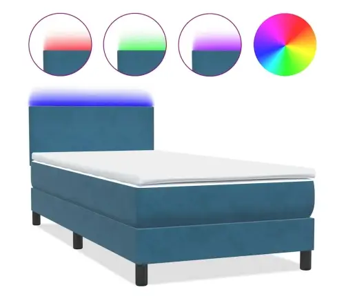 Kontinentaalvoodi Madrats Ja Led Tumesinine 90X210 Cm Samet