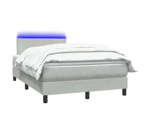 Atsperu Gulta Ar Matraci, Led, Gaiši Pelēka Samts, 120X210 Cm Vidaxl