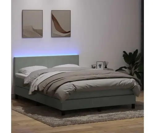 Kontinentaalvoodi Madrats Ja Led, Helehall, 140X210 cm Samet