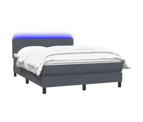 Atsperu Gulta Ar Matraci, Led, Tumši Pelēka Samts, 160X210 Cm Vidaxl