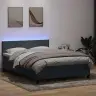 Atsperu Gulta Ar Matraci, Led, Tumši Pelēka Samts, 160X210 Cm Vidaxl