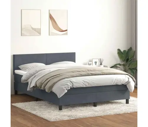Atsperu Gulta Ar Matraci, Led, Tumši Pelēka Samts, 160X210 Cm Vidaxl