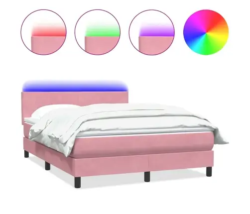 Kontinentaalvoodi Madrats Ja Led, Roosa, 160X210 cm Samet