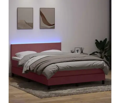 Kontinentaalvoodi Madrats Ja Led, Roosa, 160X210 cm Samet