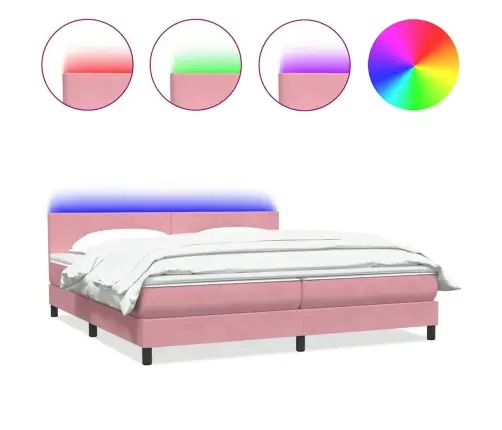 Kontinentaalvoodi Madrats Ja Led, Roosa, 180X210 cm Samet