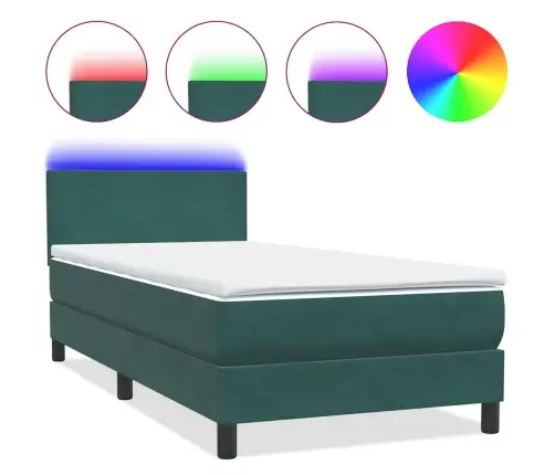 Lova Su Spyruokliniu/Čiužiniu/Led, Tamsiai Žalia, 80X220 cm Aksominė