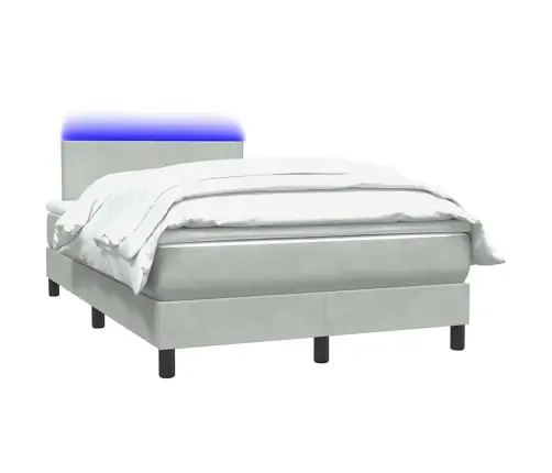 Atsperu Gulta Ar Matraci, Led, Gaiši Pelēka Samts, 120X220 Cm Vidaxl