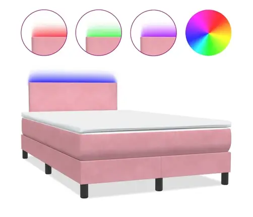 Kontinentaalvoodi Madrats Ja Led Roosa 120X220 Cm Samet