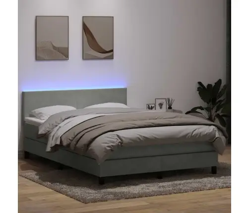 Kontinentaalvoodi Madrats Ja Led, Helehall, 160X220 cm Samet