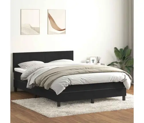 Atsperu Gulta Ar Matraci, Led, Melns, 160X220 Cm Vidaxl