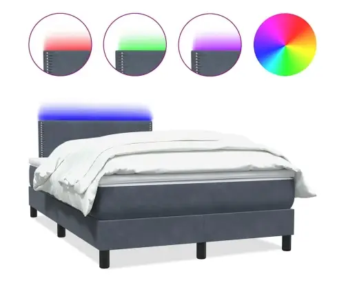 Atsperu Gulta Ar Matraci, Led, Tumši Pelēka Samts, 120X210 Cm Vidaxl