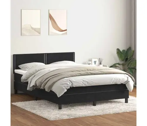 Atsperu Gulta Ar Matraci, Led, Melna Samts, 160X210 Cm Vidaxl