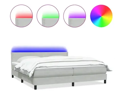 Kontinentaalvoodi Madrats Ja Led, Helehall, 180X210 cm Samet