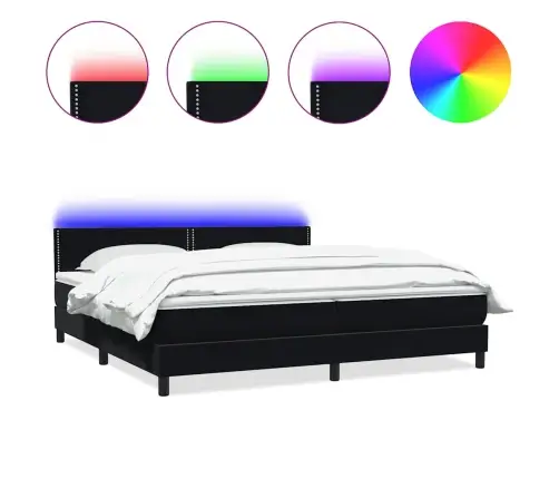 Lova Su Spyruokliniu/Čiužiniu/Led, Juoda, 180X210 cm Aksominė