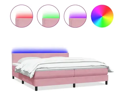 Kontinentaalvoodi Madrats Ja Led, Roosa, 180X210 cm Samet