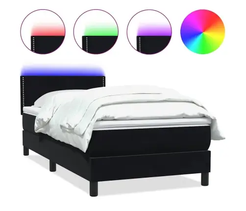 Atsperu Gulta Ar Matraci, Led, Melna Samts, 80X220 Cm Vidaxl