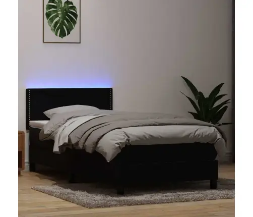 Atsperu Gulta Ar Matraci, Led, Melna Samts, 80X220 Cm Vidaxl