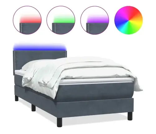 Kontinentaalvoodi Madrats Ja Led, Tumehall, 90X220 cm Samet