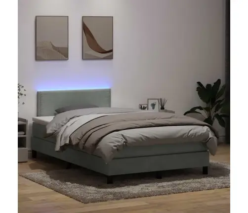 Lova Su Spyruokliniu/Čiužiniu/Led, Šviesiai Pilka, 120X220 cm Aksomas