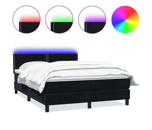 Atsperu Gulta Ar Matraci, Led, Melns, 160X220 Cm Vidaxl