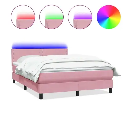 Kontinentaalvoodi Madrats Ja Led Roosa 160X220 Cm Samet