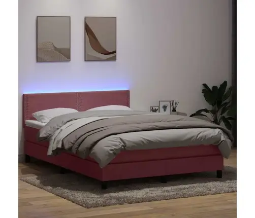 Kontinentaalvoodi Madrats Ja Led Roosa 160X220 Cm Samet