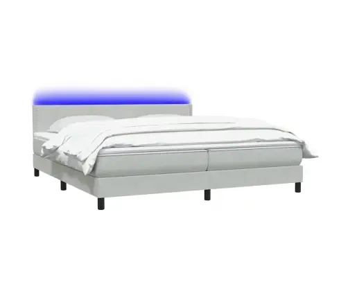 Atsperu Gulta Ar Matraci, Led, Gaiši Pelēka Samts, 180X220 Cm Vidaxl