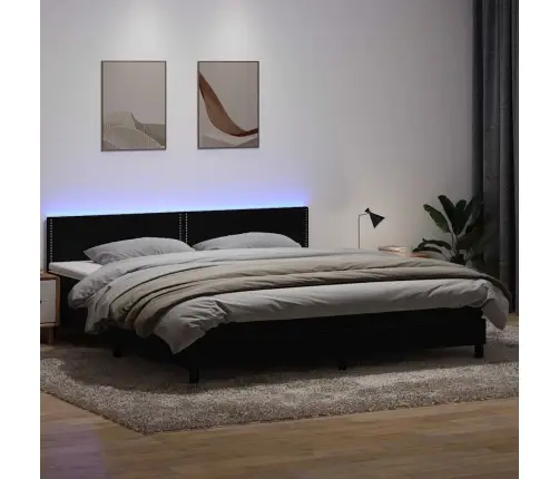 Kontinentaalvoodi Madrats Ja Led Must 180X220 Cm Samet