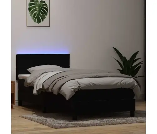 Kontinentaalvoodi Madrats Ja Led, Must, 90X210 cm Samet