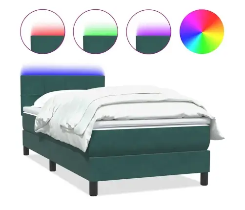 Lova Su Spyruokliniu/Čiužiniu/Led, Tamsiai Žalia, 90X210 cm Aksomas